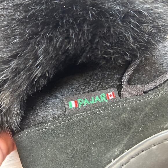 Pajar Canada Black Suede Rabbit Fur Snow Boots Winter Chalet Goth 36 EU 7 US - Picture 6 of 12